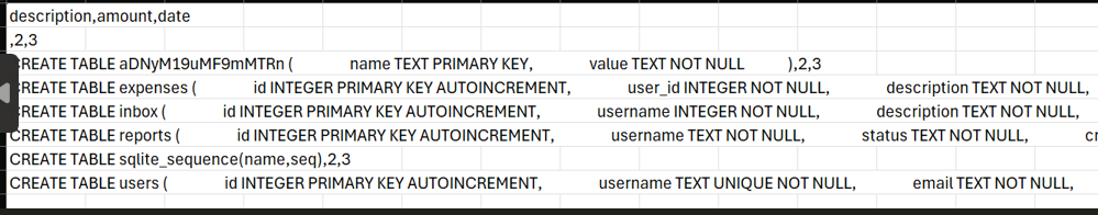 Table schema output